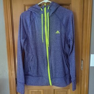 Adidas Women's Purple Jacket with Neon Accents